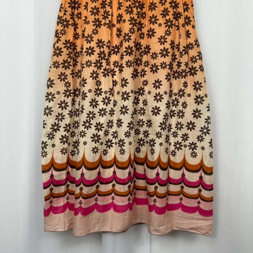 Womens Floral Babydoll Sundress Small Ombre Retro Colorful Spring Hippie Lined - Picture 3 of 8